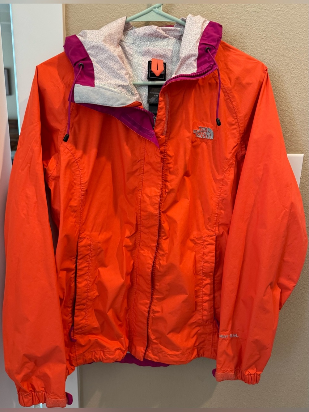 The North Face Women's Orange Rain Jacket with Purple Trim